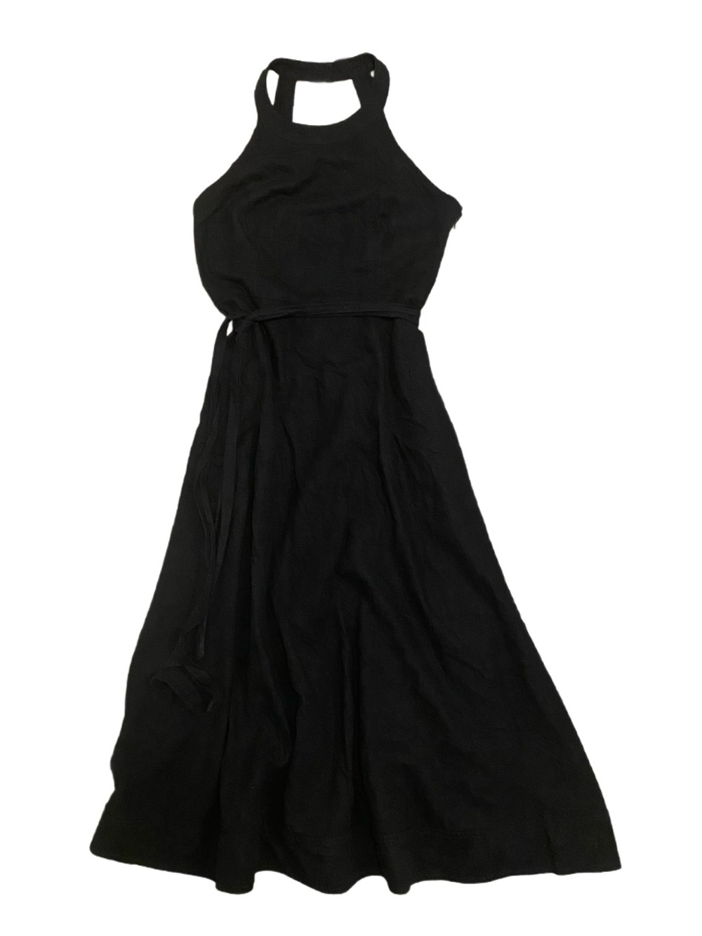 Anthropologie Greta Black Halter Midi Dress with Back Button Panel Size 6 - Picture 4 of 5